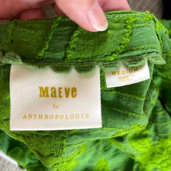 Maeve Tops - Maeve Green Textured Blouse by Anthropologie